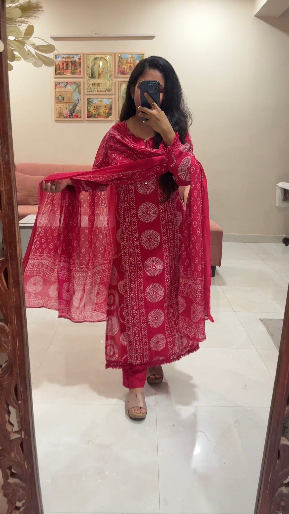 Strawberry Bandhani Suit Set