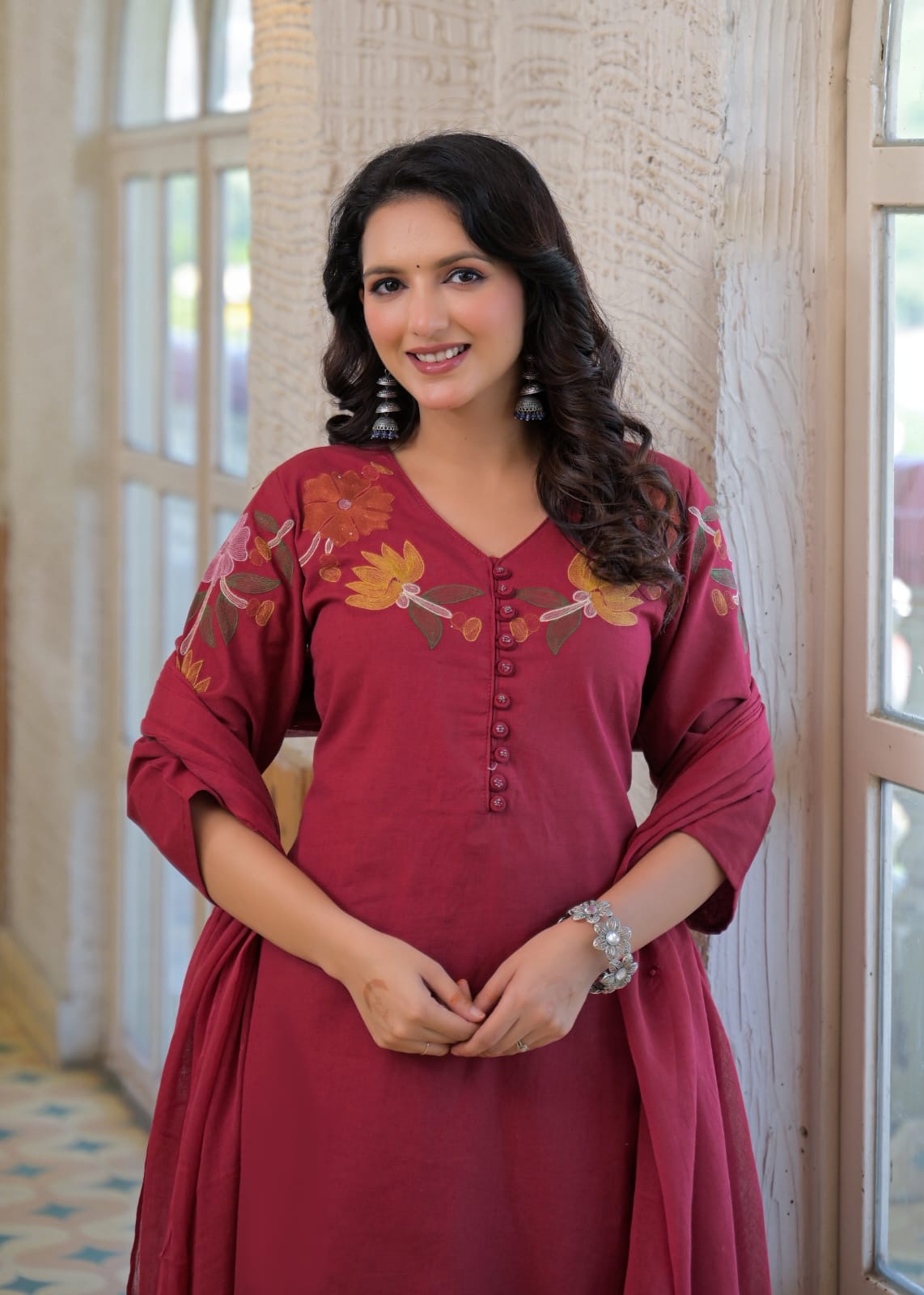 Daisy Mahroon Suit Set