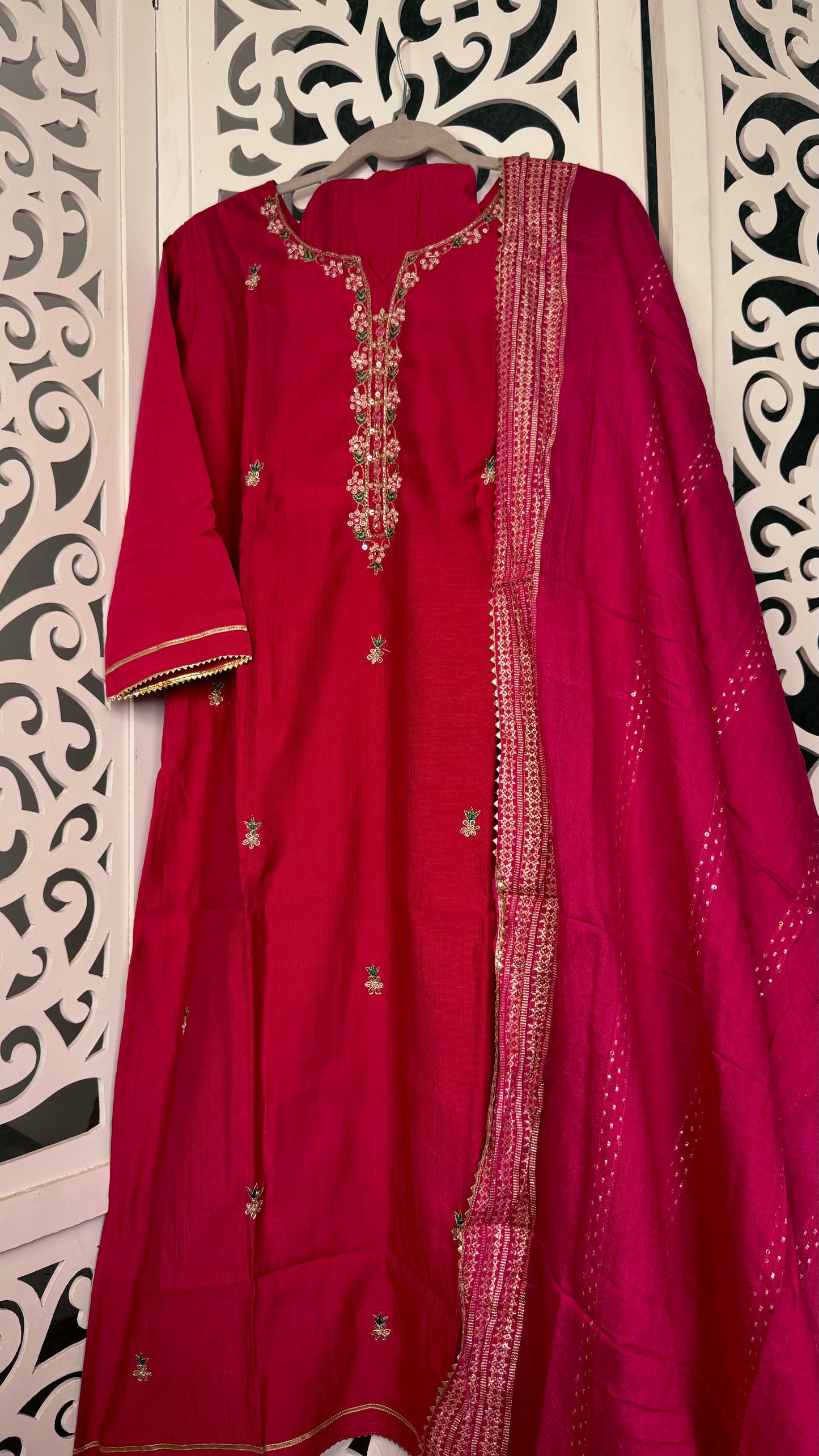 Magenta Silk Suit Set