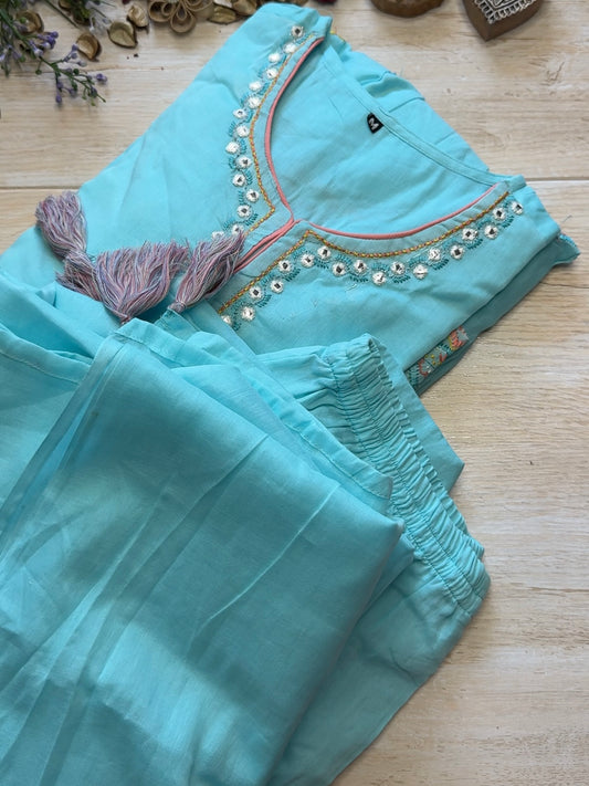 Turquoise Frock Suit Set