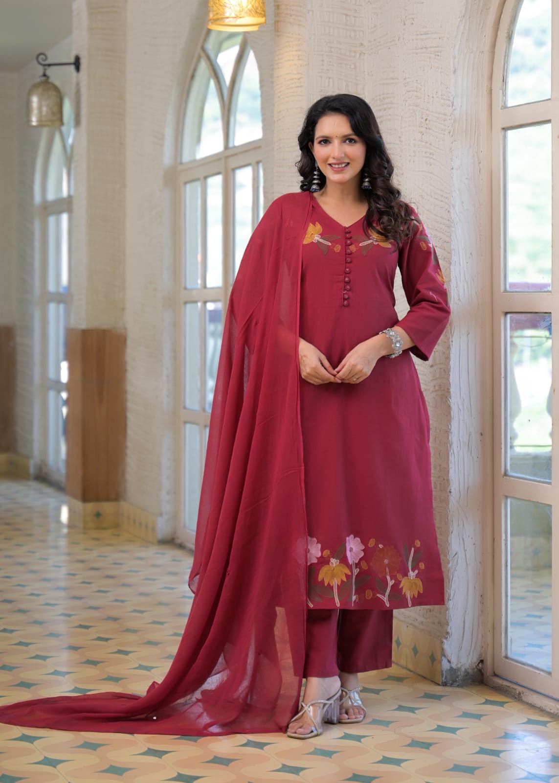 Daisy Mahroon Suit Set