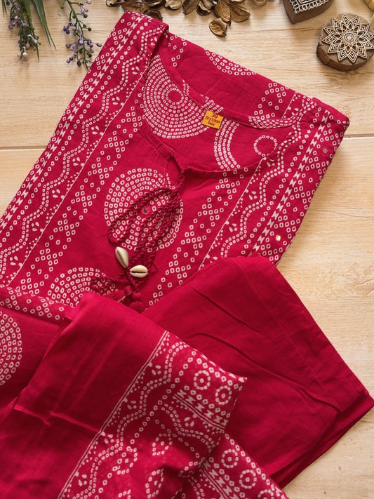 Strawberry Bandhani Suit Set