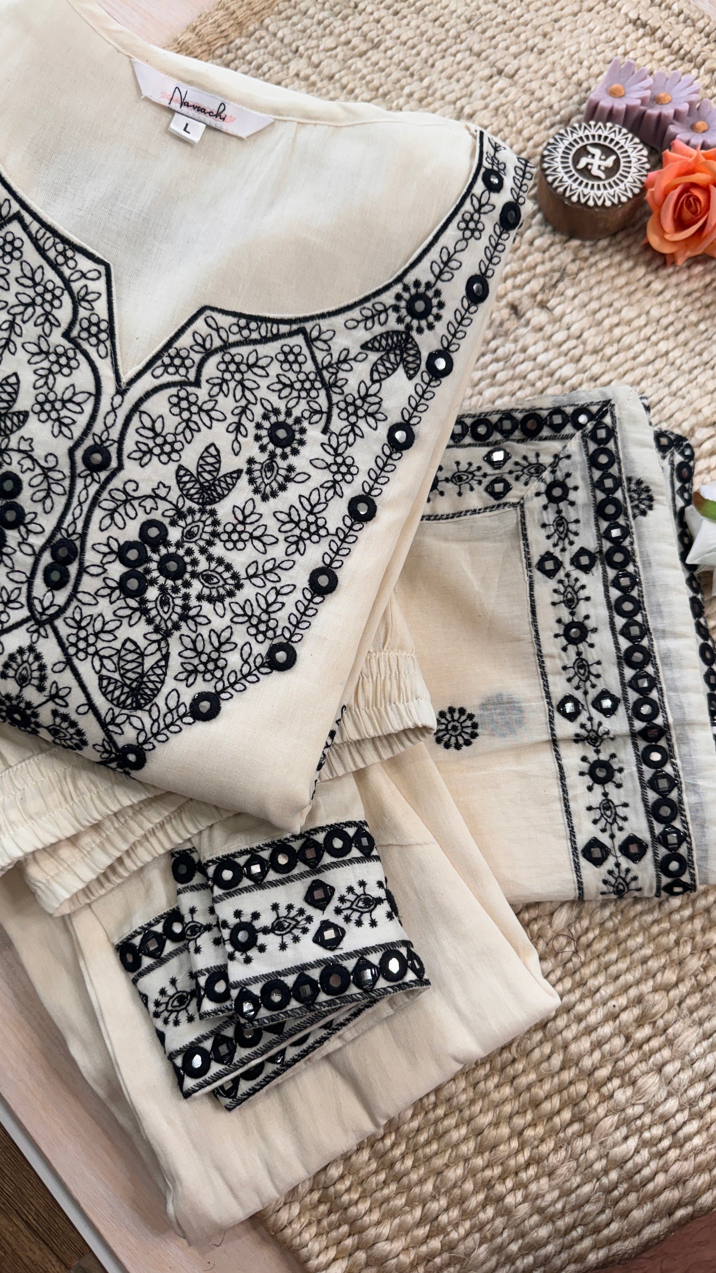 Embroidery White Suit Set