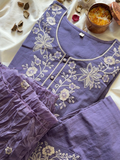 Lilac Embroidered Suit Set