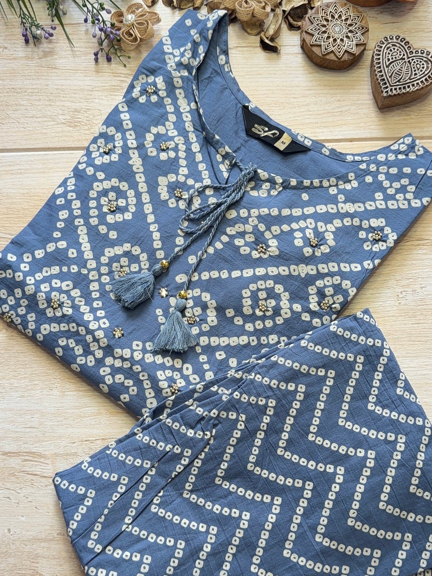 Ruhani Denim Blue Suit Set