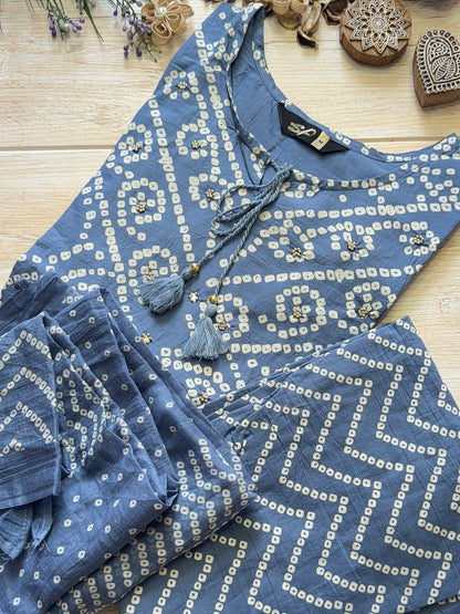 Ruhani Denim Blue Suit Set