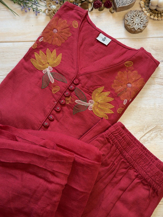 Daisy Mahroon Suit Set