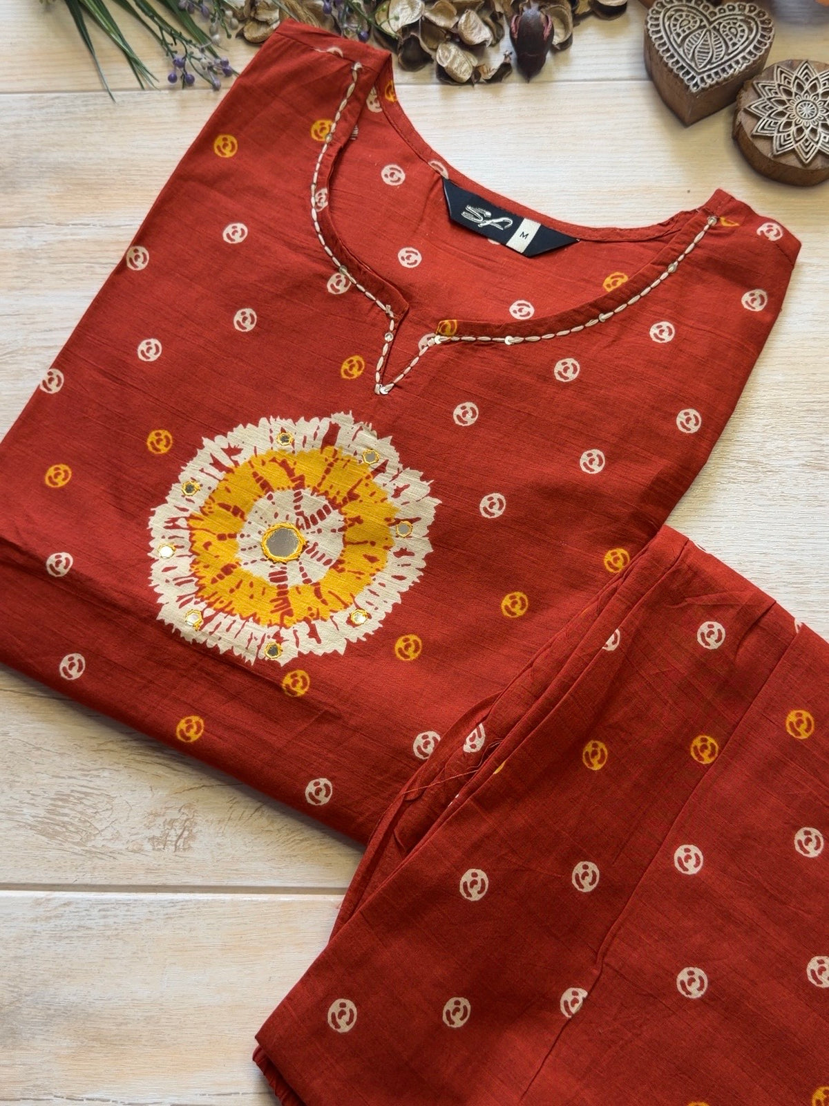 Heeya Rust Bandhani Suit Set