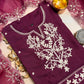 Wine embroidered suit set