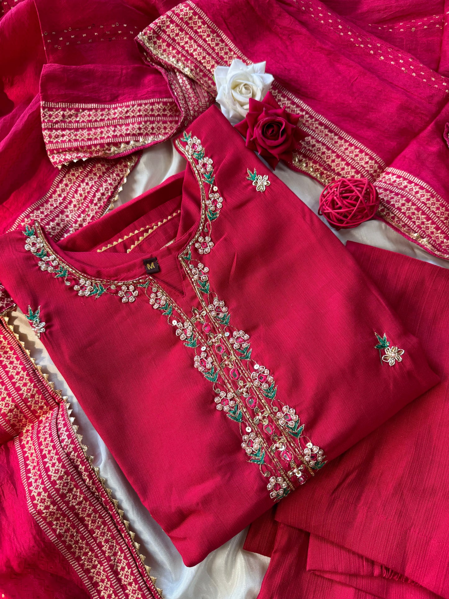 Magenta Silk Suit Set