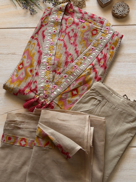 Ikkat Gulabi Suit Set