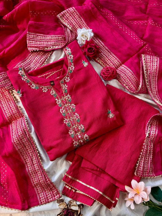 Magenta Silk Suit Set