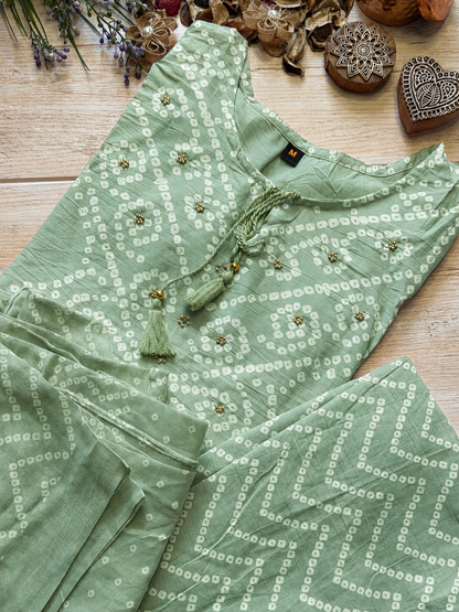 Ruhani Mint Bandhej Suit Set