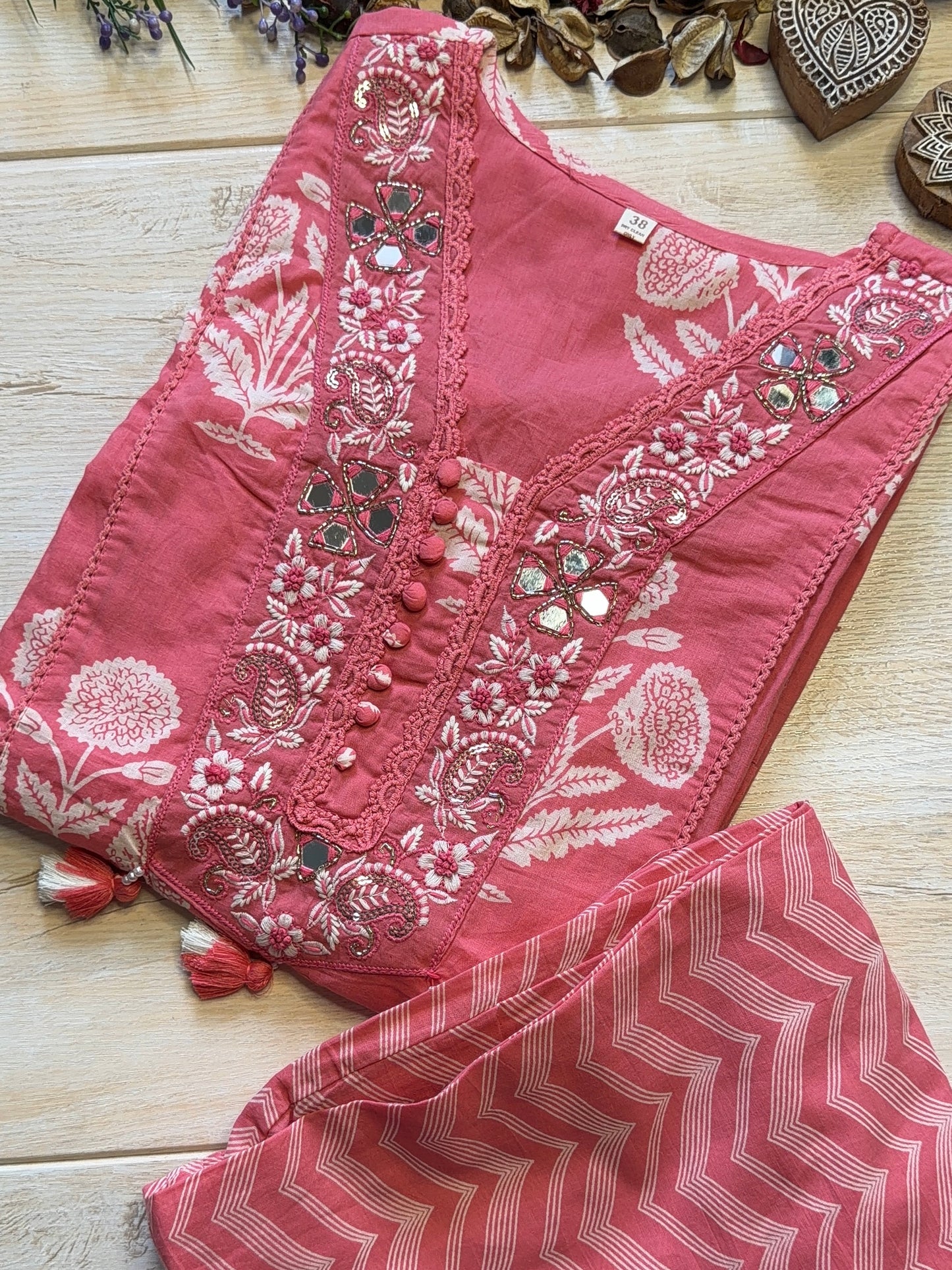 Pink Phoolkari Suit Set