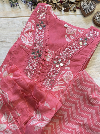 Pink Phoolkari Suit Set