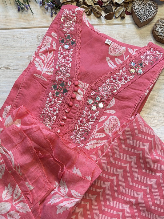 Pink Phoolkari Suit Set
