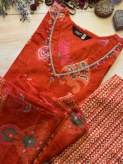 Ikkat Kesari Suit Set