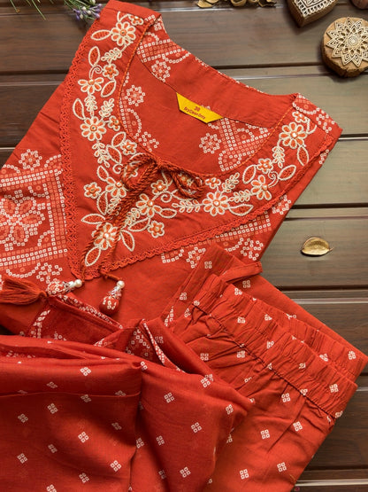 Caramel Bandhani Suit Set