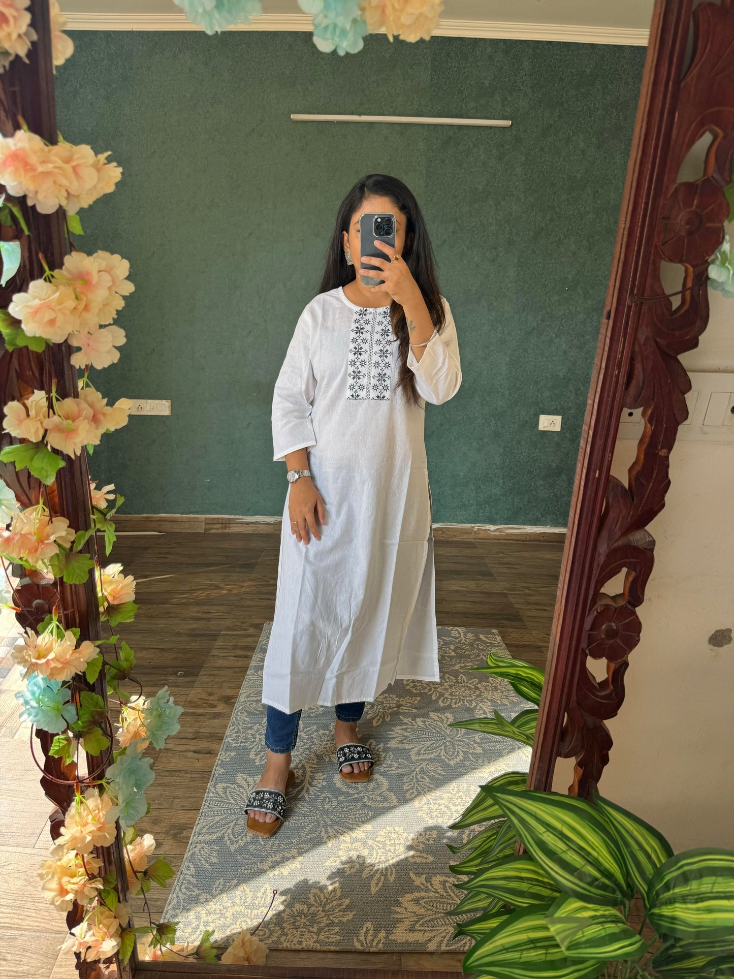 White embroidered kurti