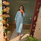 sky blue floral kurti