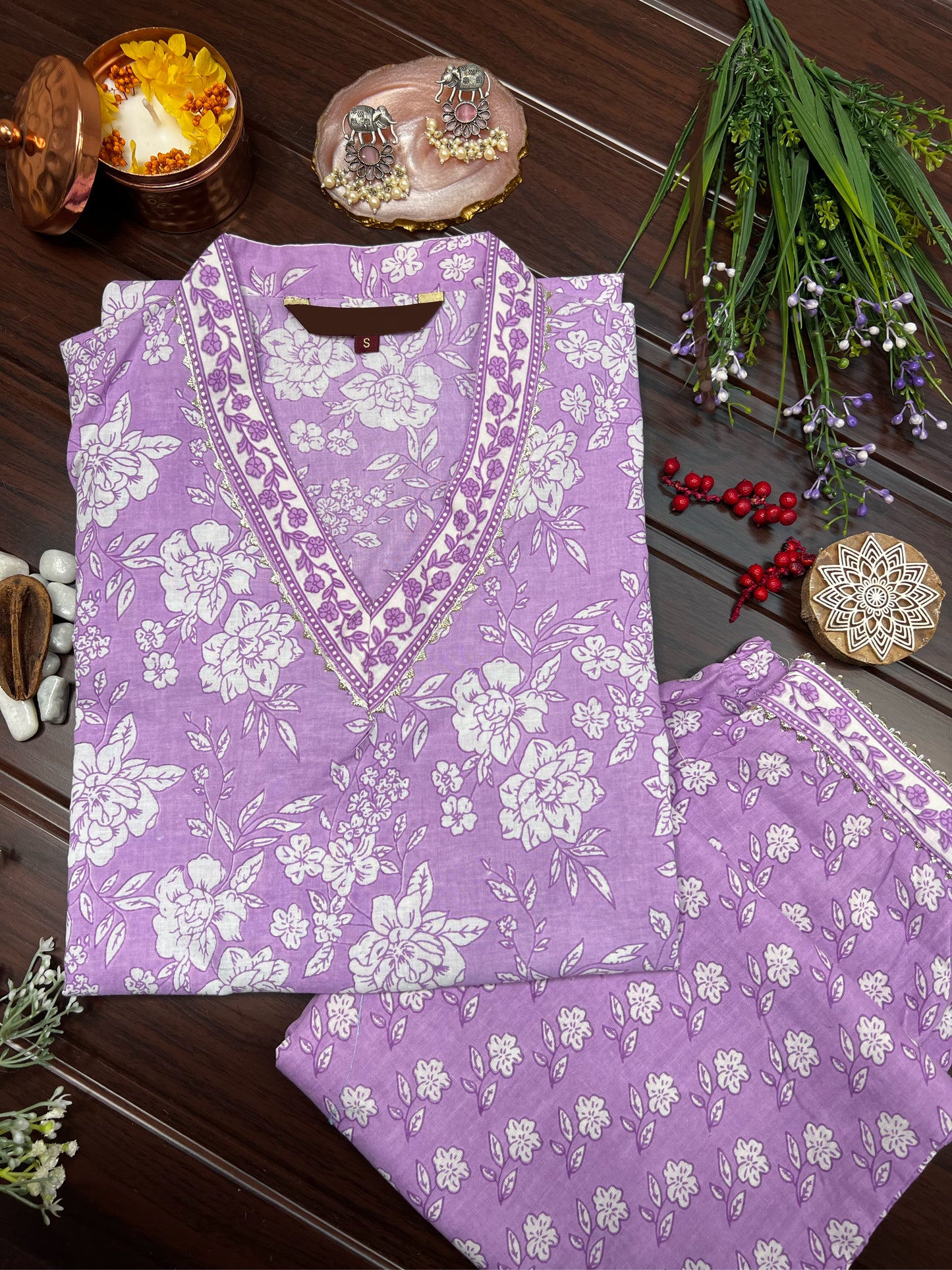 Lavender kurta pants set